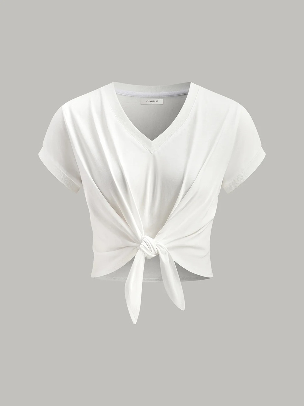 238 Knot Front V-Neck T-Shirt